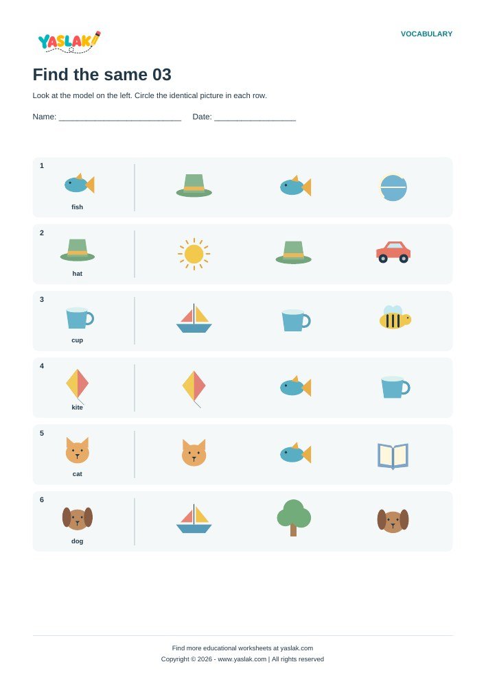 Find the same 03 worksheet with YASLAK logo and copyright