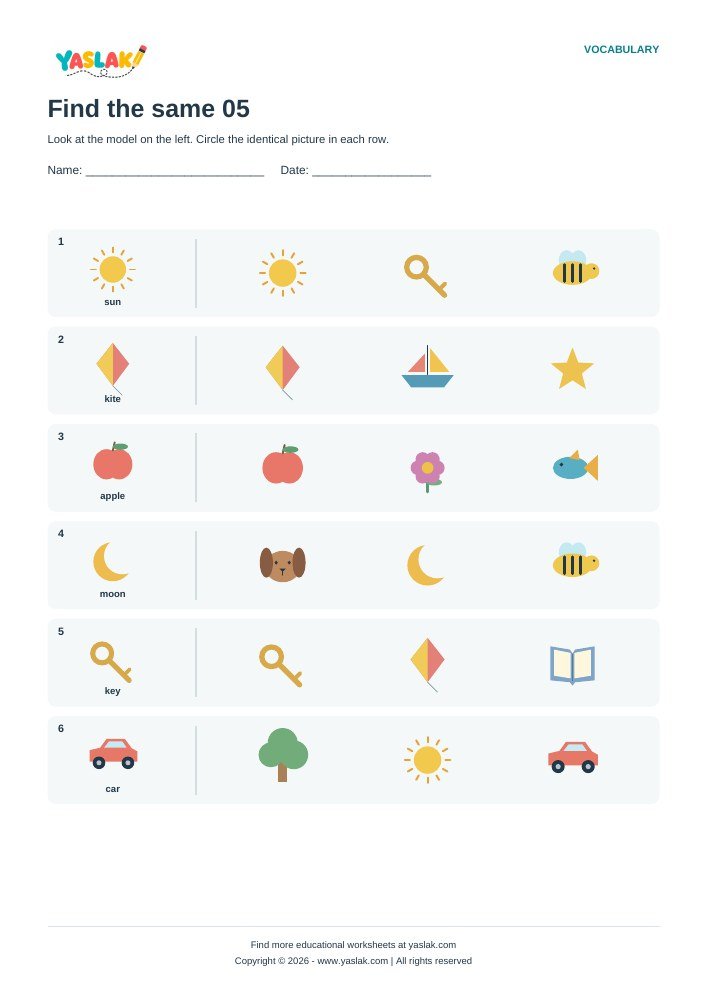 Find the same 05 worksheet with YASLAK logo and copyright