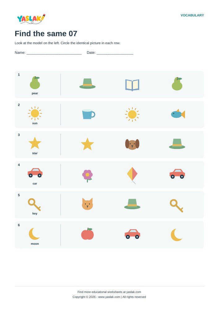 Find the same 07 worksheet with YASLAK logo and copyright
