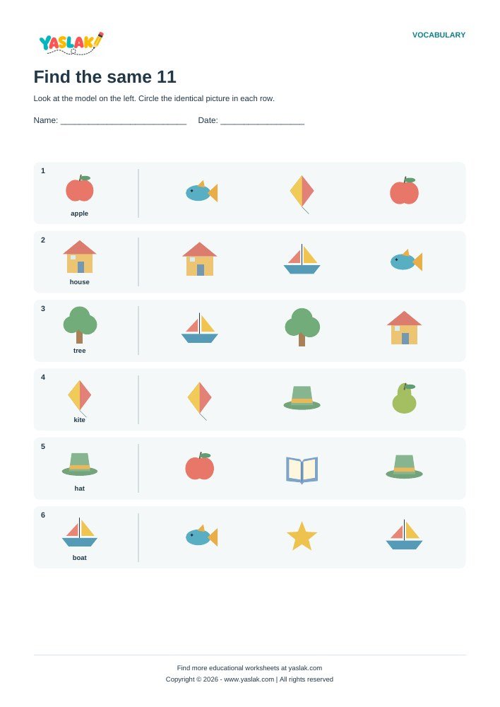 Find the same 11 worksheet with YASLAK logo and copyright