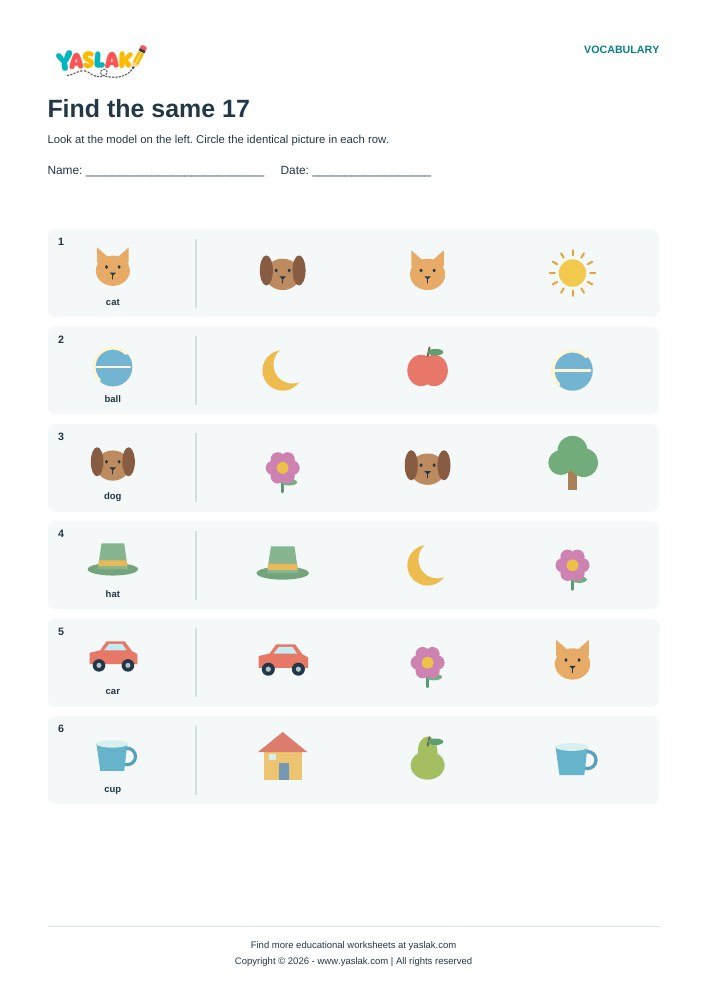 Find the same 17 worksheet with YASLAK logo and copyright