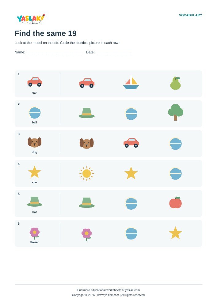 Find the same 19 worksheet with YASLAK logo and copyright