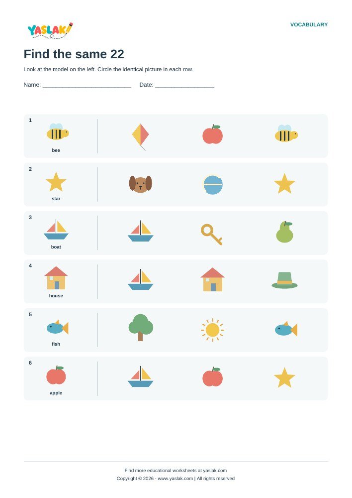 Find the same 22 worksheet with YASLAK logo and copyright