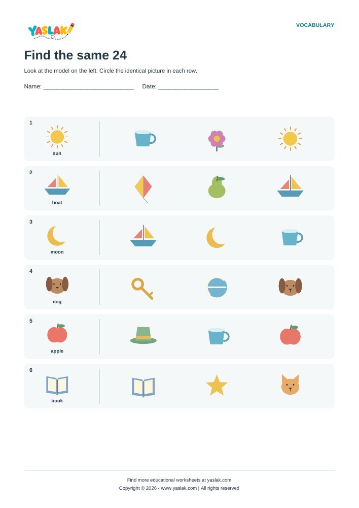 Find the same 24 worksheet with YASLAK logo and copyright
