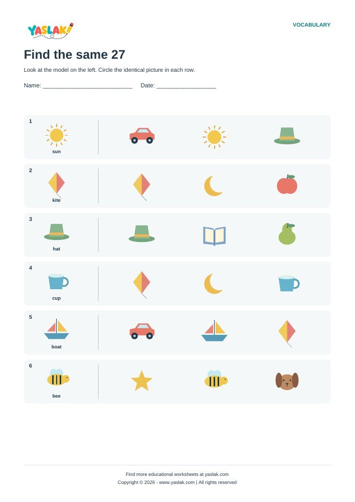 Find the same 27 worksheet with YASLAK logo and copyright