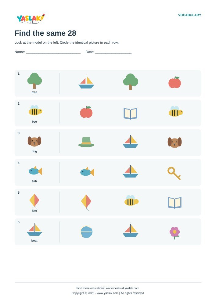 Find the same 28 worksheet with YASLAK logo and copyright