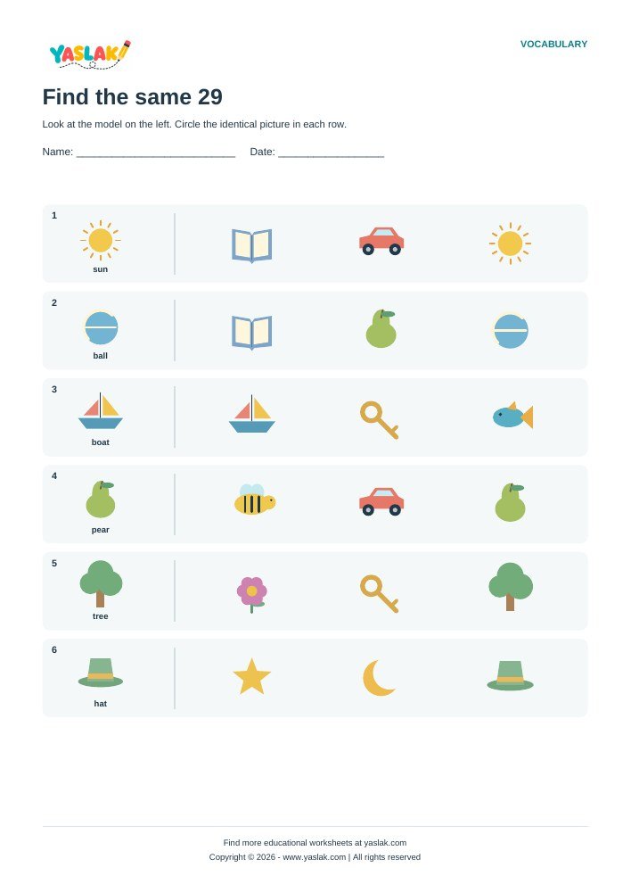 Find the same 29 worksheet with YASLAK logo and copyright