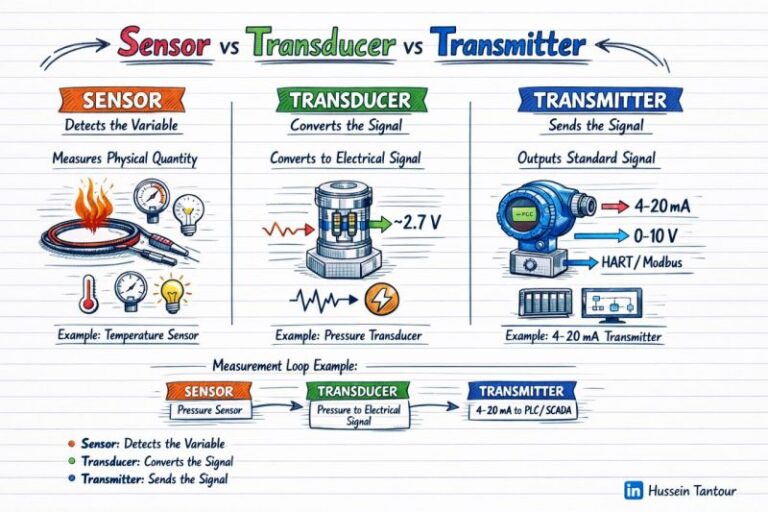 Sensor vs Transducer vs Transmitter
