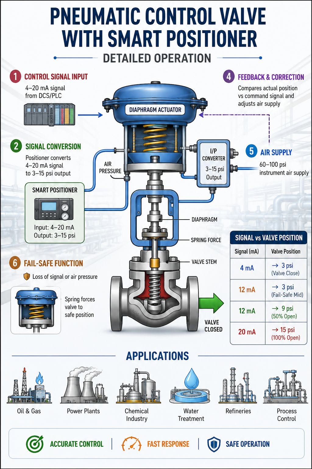 Pneumatic Control Valve with Smart Positioner – Simplified Explanation