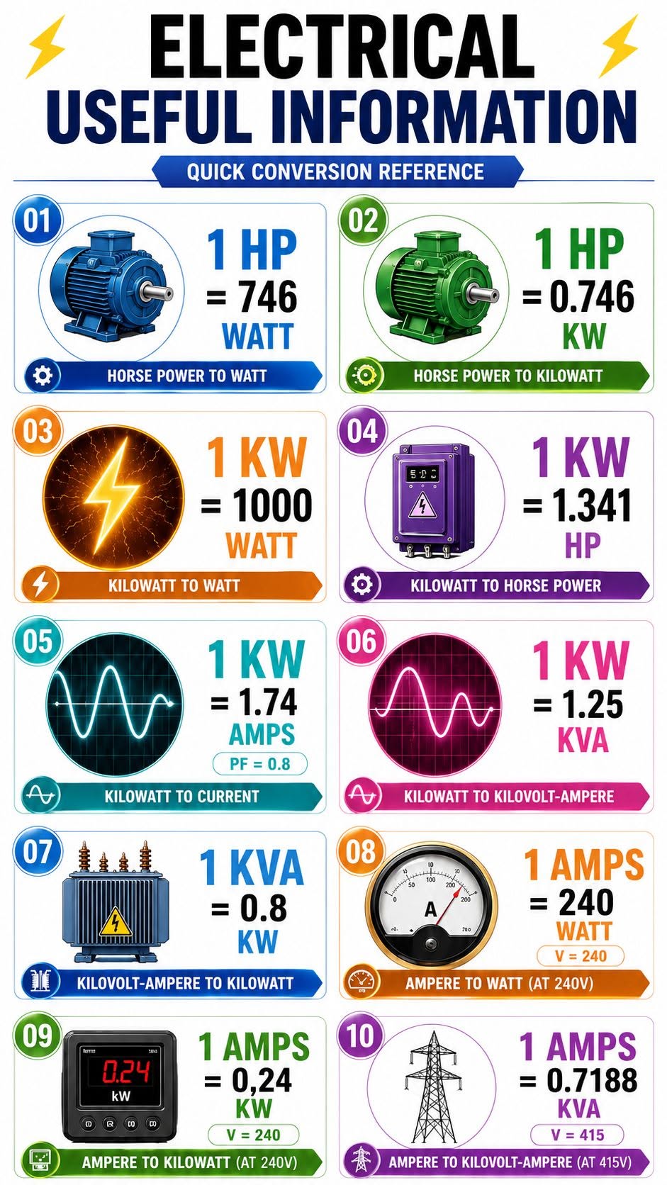 ELECTRICAL QUICK CONVERSION REFERENCE