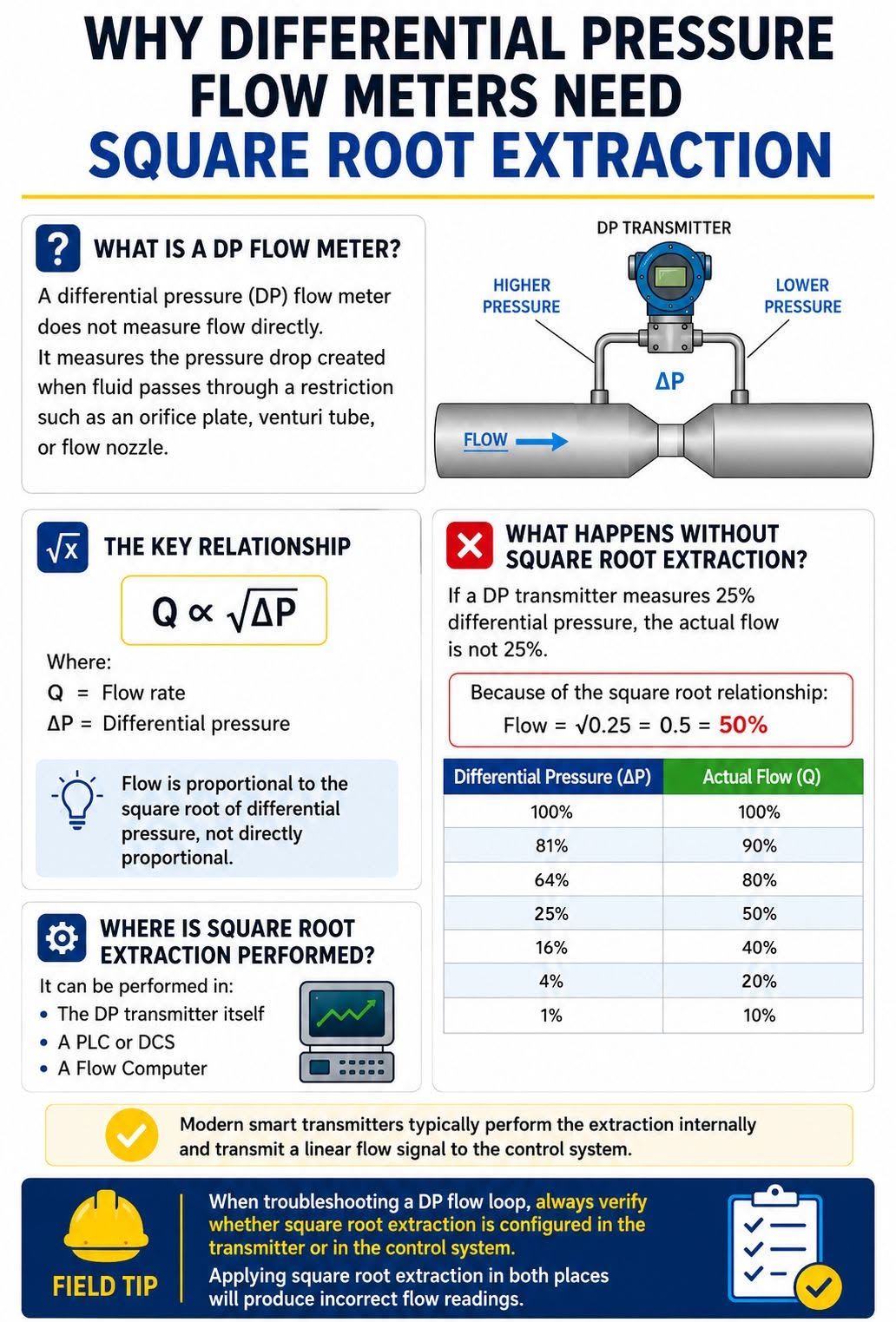 Why Do Differential Pressure (DP) Flow Meters Need Square Root Extraction?