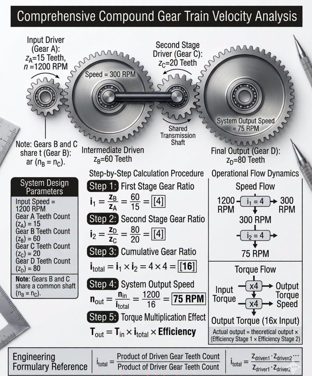 Comprehensive Compound Gear Train Velocity Analysis