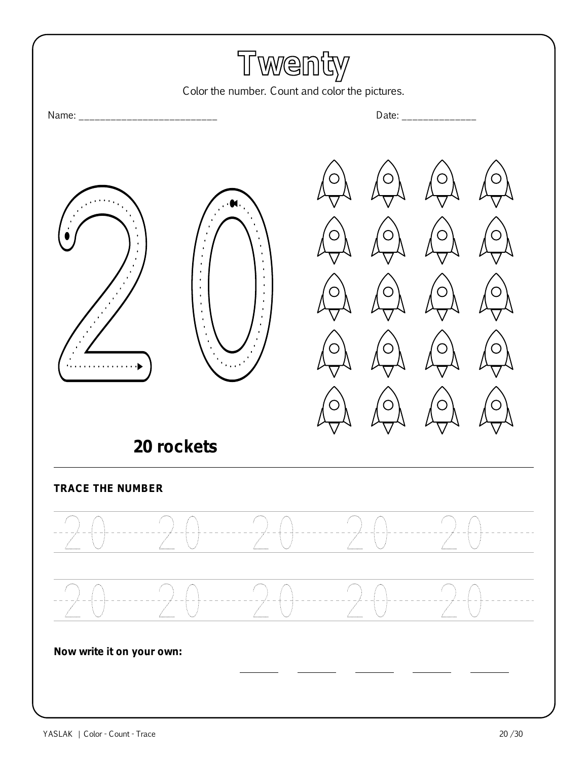 Numbers 1-20 Coloring & Tracing Worksheets - 31-Page PDF - Image 3