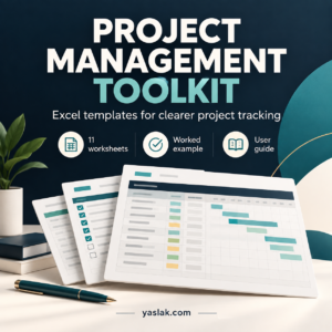 Project Management Toolkit: 11 Excel worksheets, worked example and user guide.
